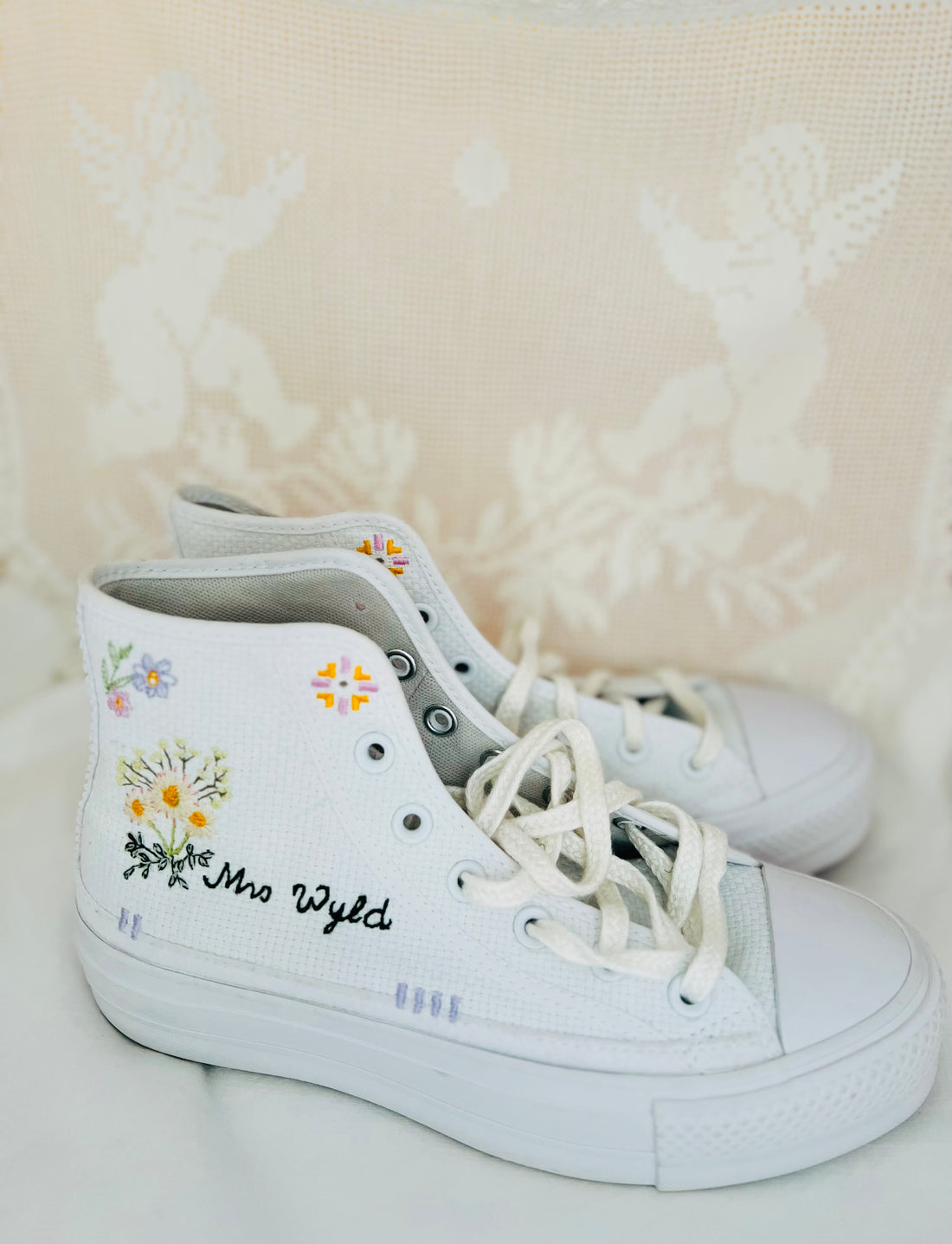 Customised Hand Embroidered Converse by Gail!!